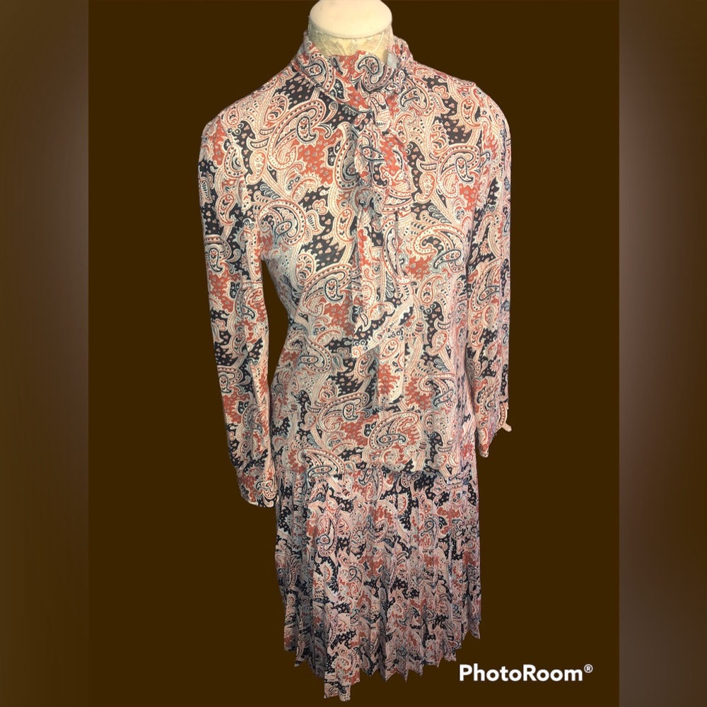 2 piece, Blouse top, Skirt Bottom, made with wool, vintage, discontinued